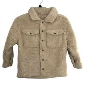 Wonder Nation - Kids Unisex Sherpa Snap Front Jacket - Size S (6-7) - Pre-Loved